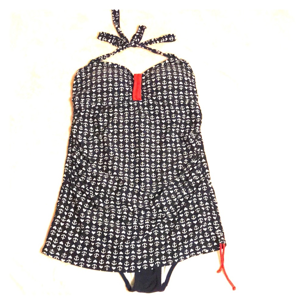 One piece swimsuit with skirt